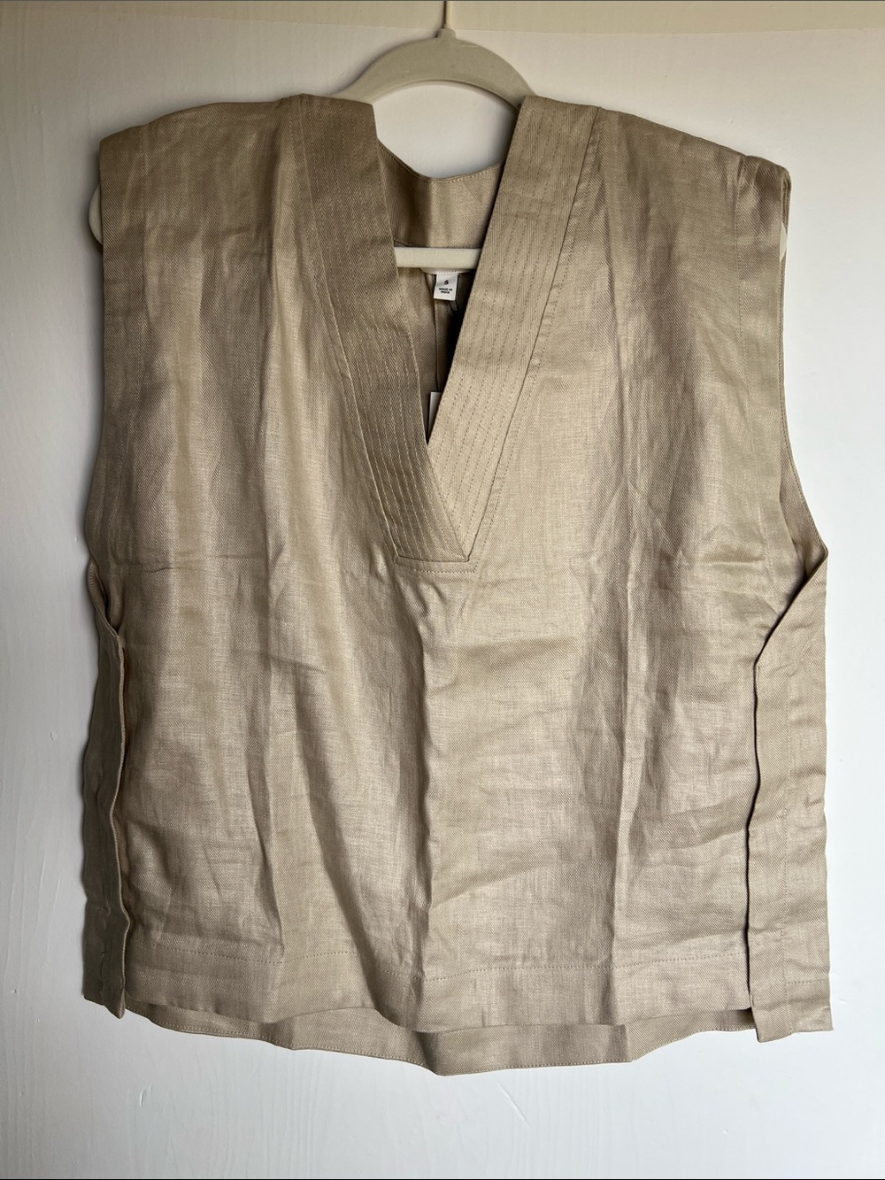 Banana Republic Light Beige Linen V-Neck Tunic Top